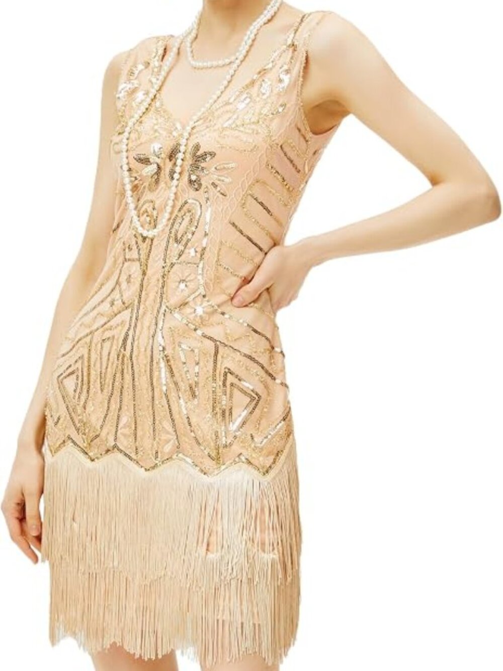 BABEYOND Women's Flapper Dress 1920s Great Gatsby Halloween Party Sz L